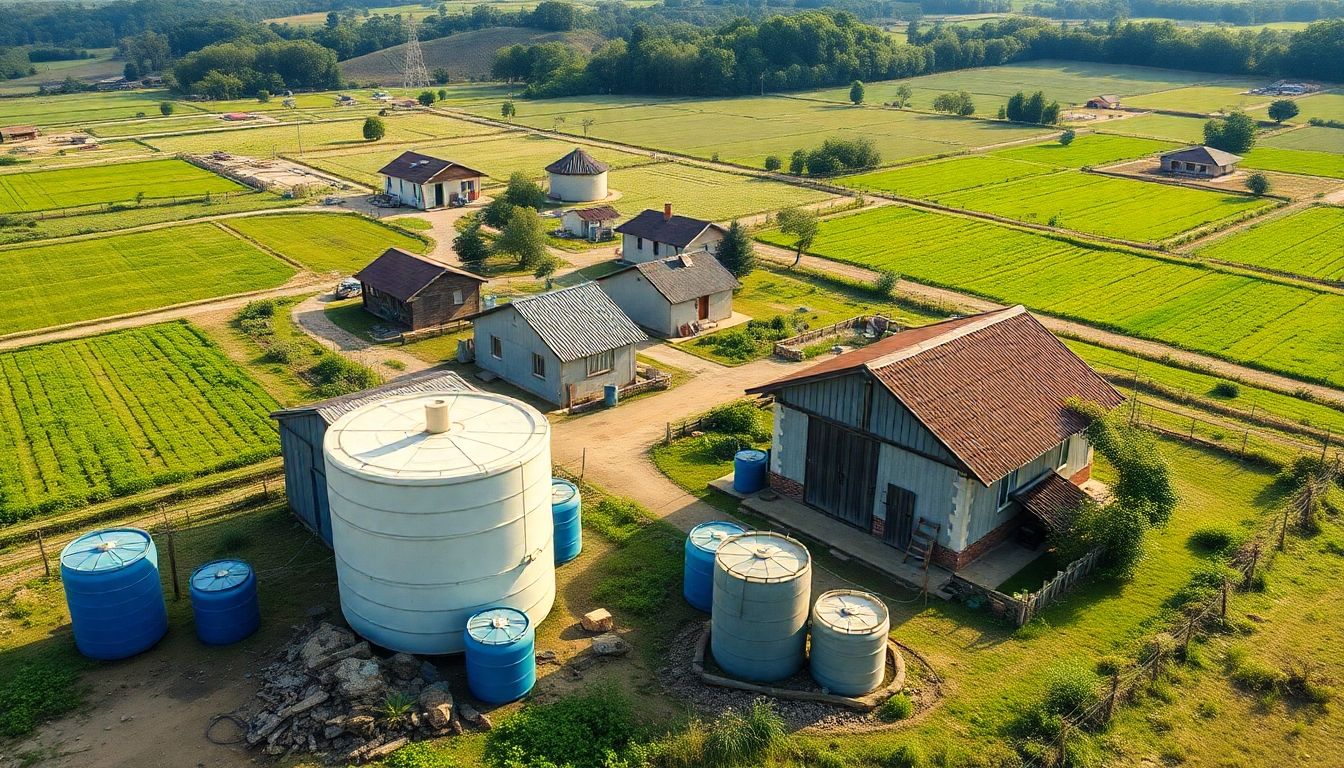 Comunidad utilizando agua de lluvia