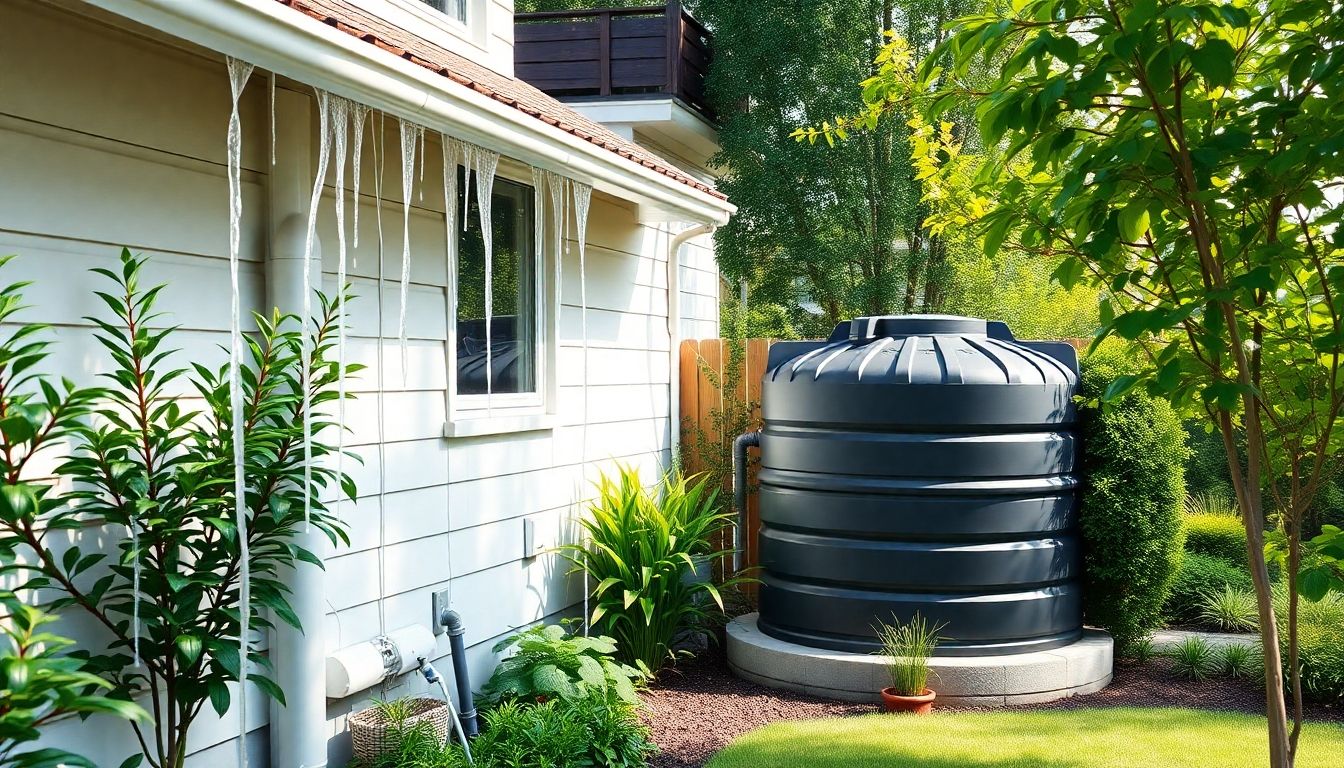 Recolección de agua de lluvia en una casa