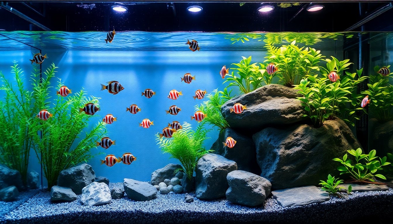 acuario bien equipado para pez disco