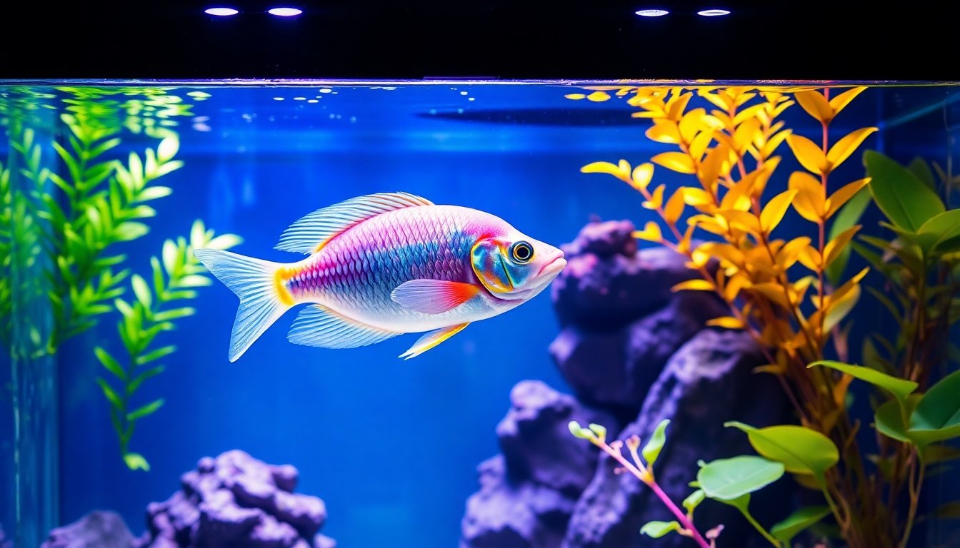 acuario bien iluminado para pez cirujano
