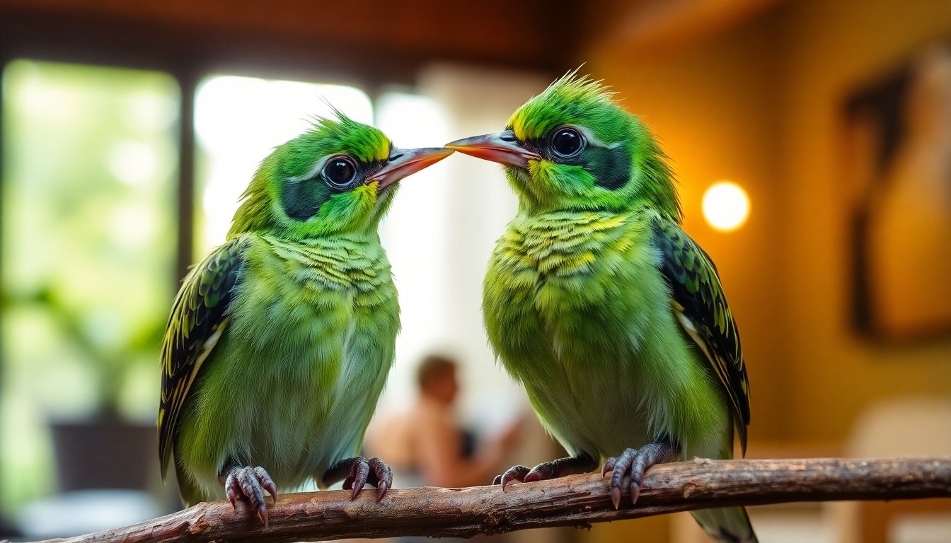 Agapornis interactuando con su dueño