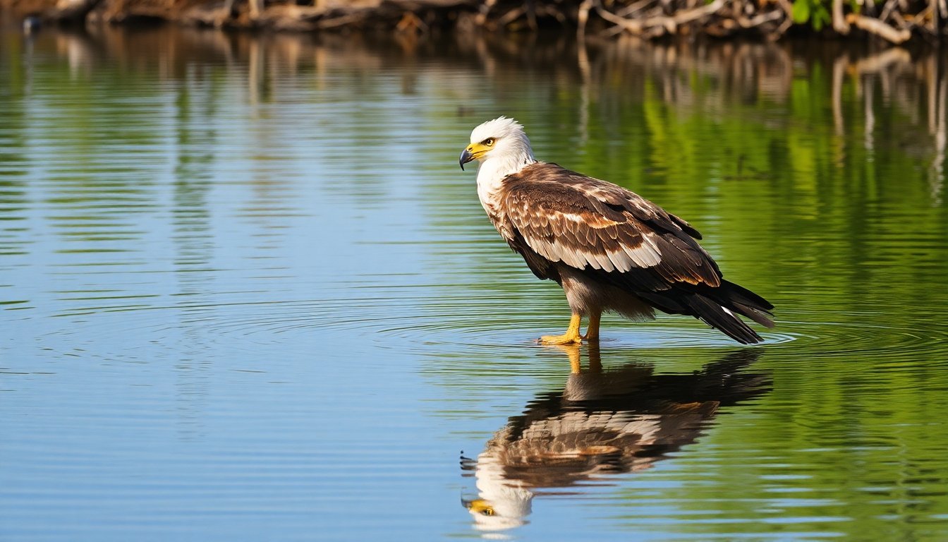 Águila Harpía sobre un río en Guayana Francesa