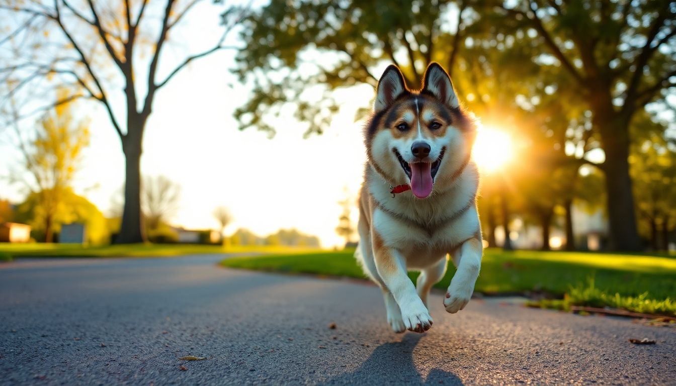 Akita americano en actividades al aire libre