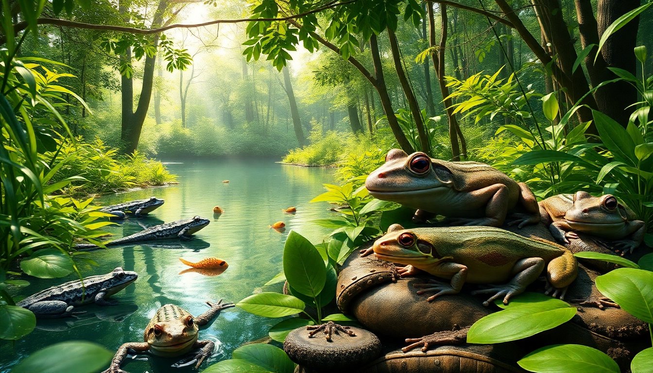 Anfibios en su hábitat natural