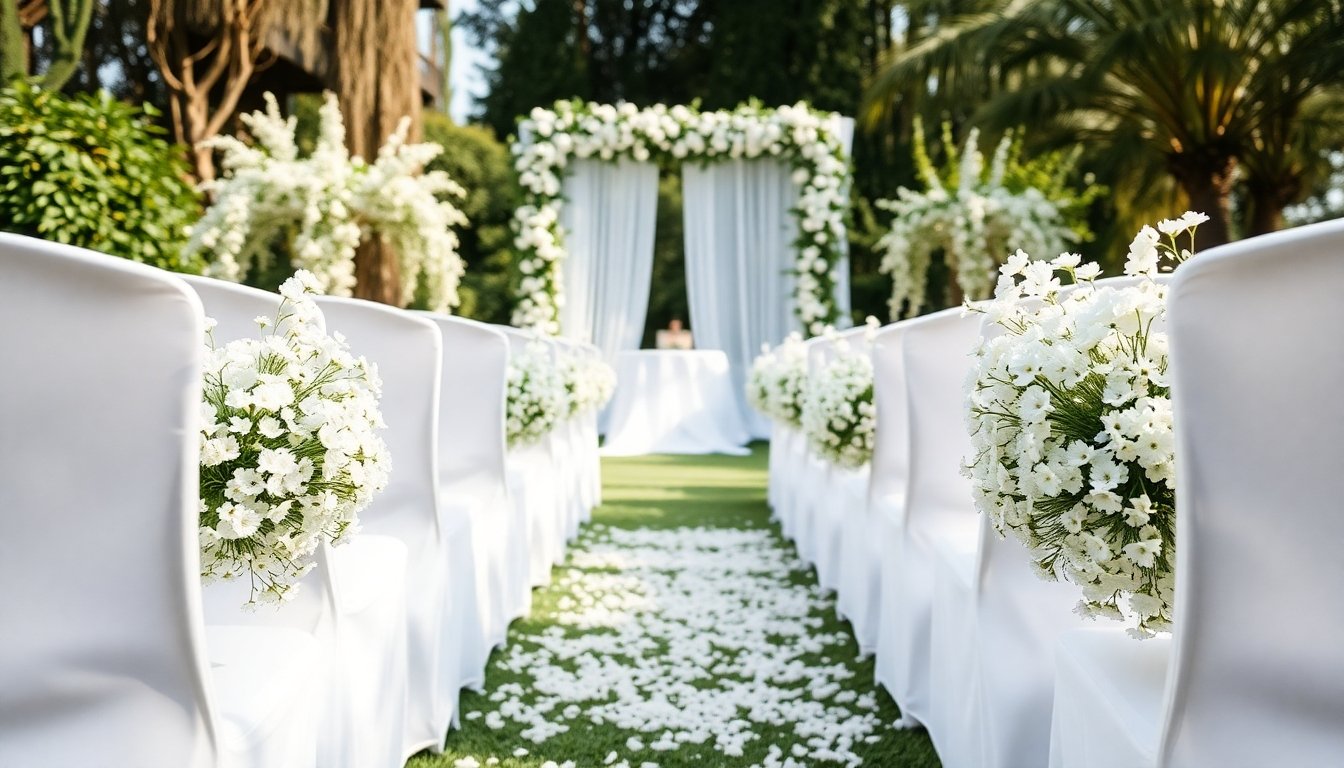 Arreglo de gipsofila en ceremonia de boda