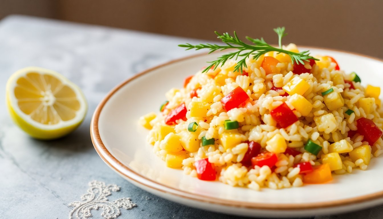 Arroz con calabacín y pimientos