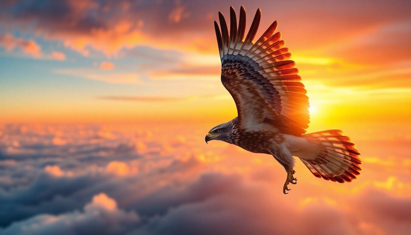 ave en vuelo ascendiendo en el cielo