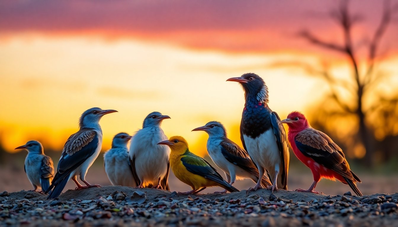 Aves australianas icónicas en su hábitat natural