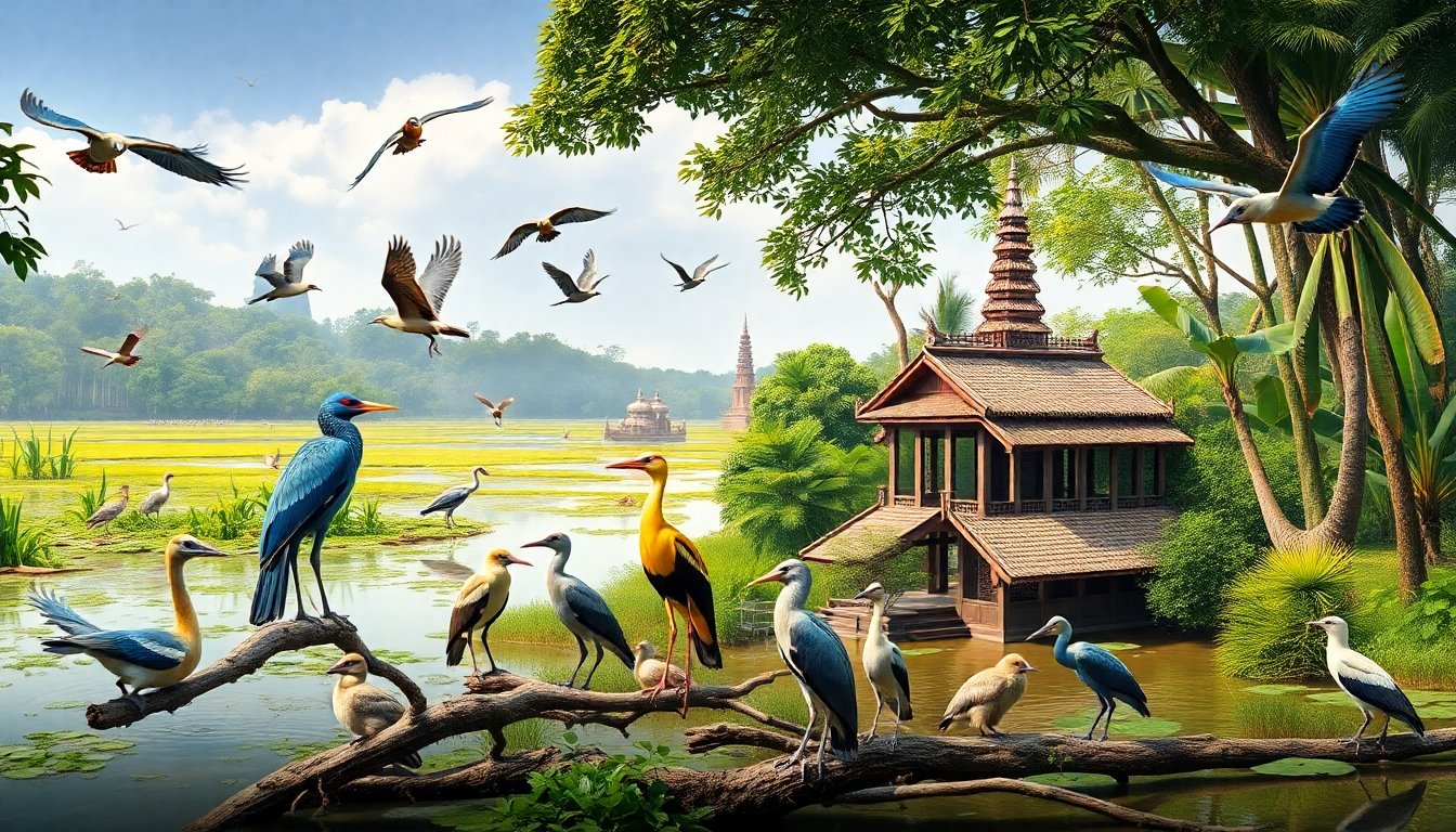 Aves de Camboya en su hábitat natural