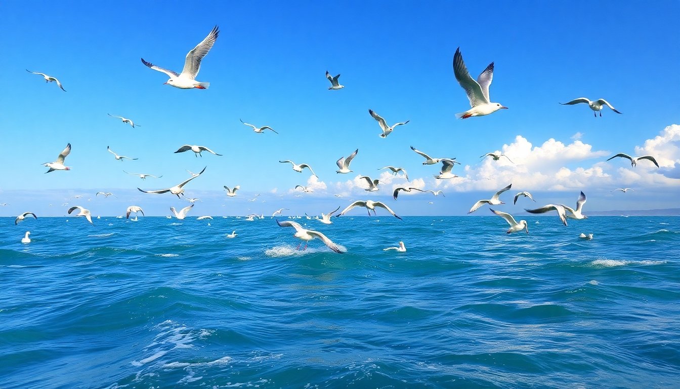 Aves marinas en las costas de Guyana