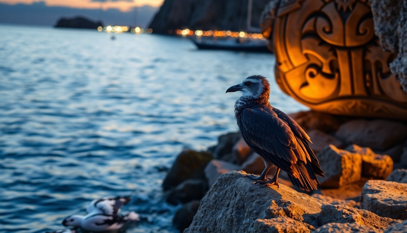 Aves marinas singulares en su hábitat natural