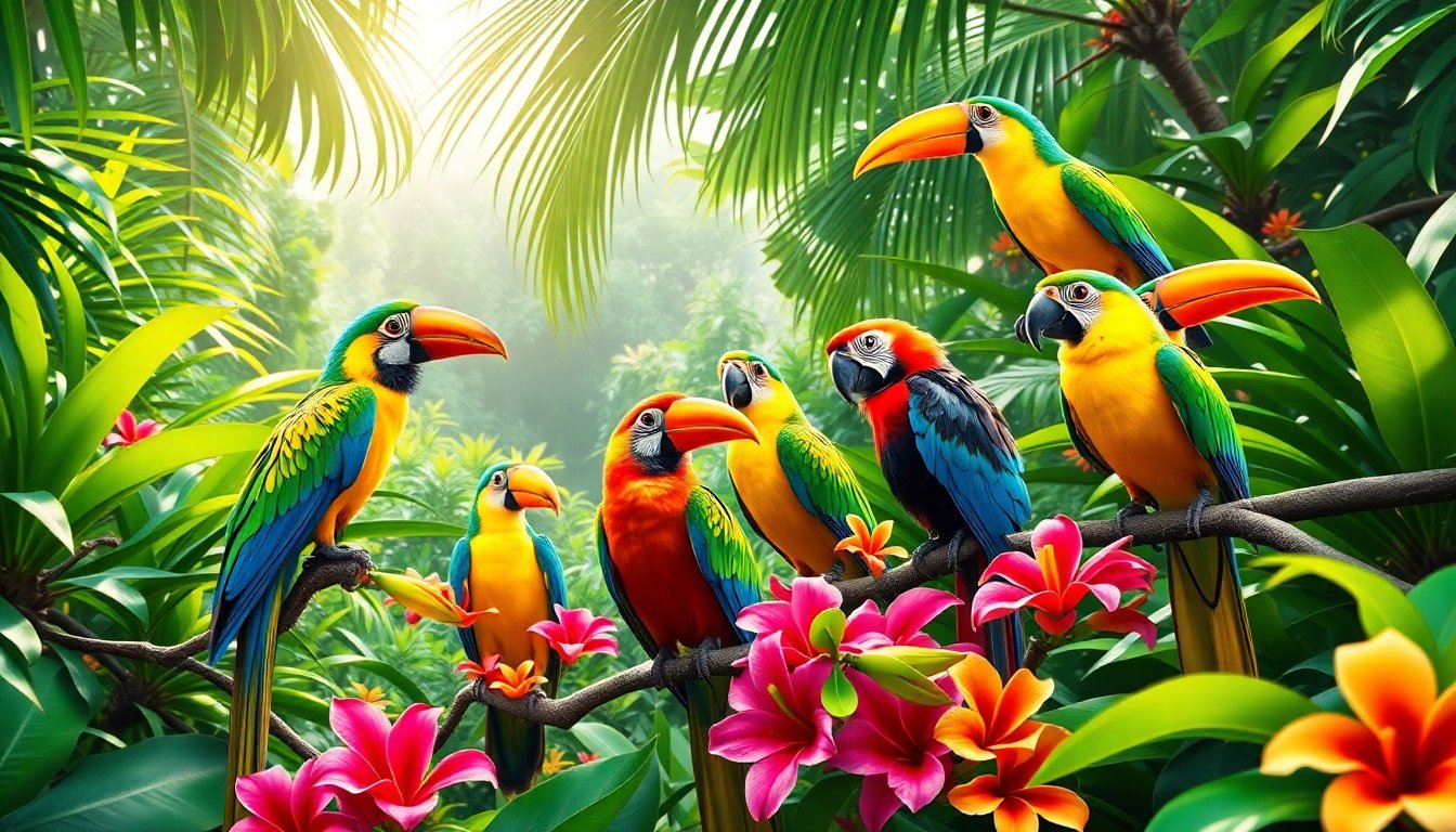 Aves tropicales coloridas en El Salvador