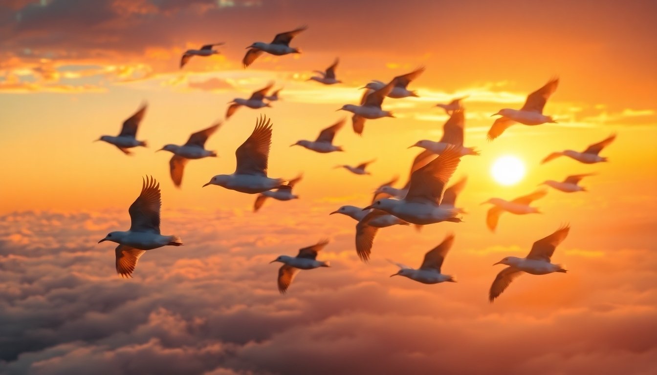 aves volando a gran velocidad