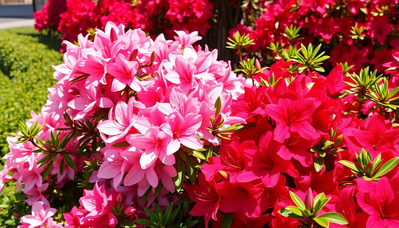Azaleas coloridas en flor