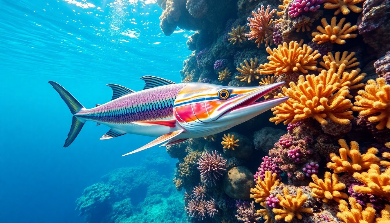 Barracuda en arrecife de coral