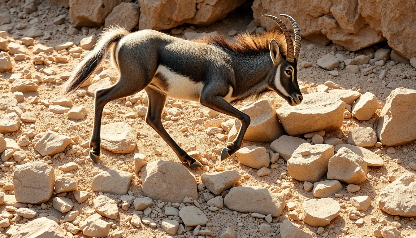 Borrego cimarrón en terreno rocoso