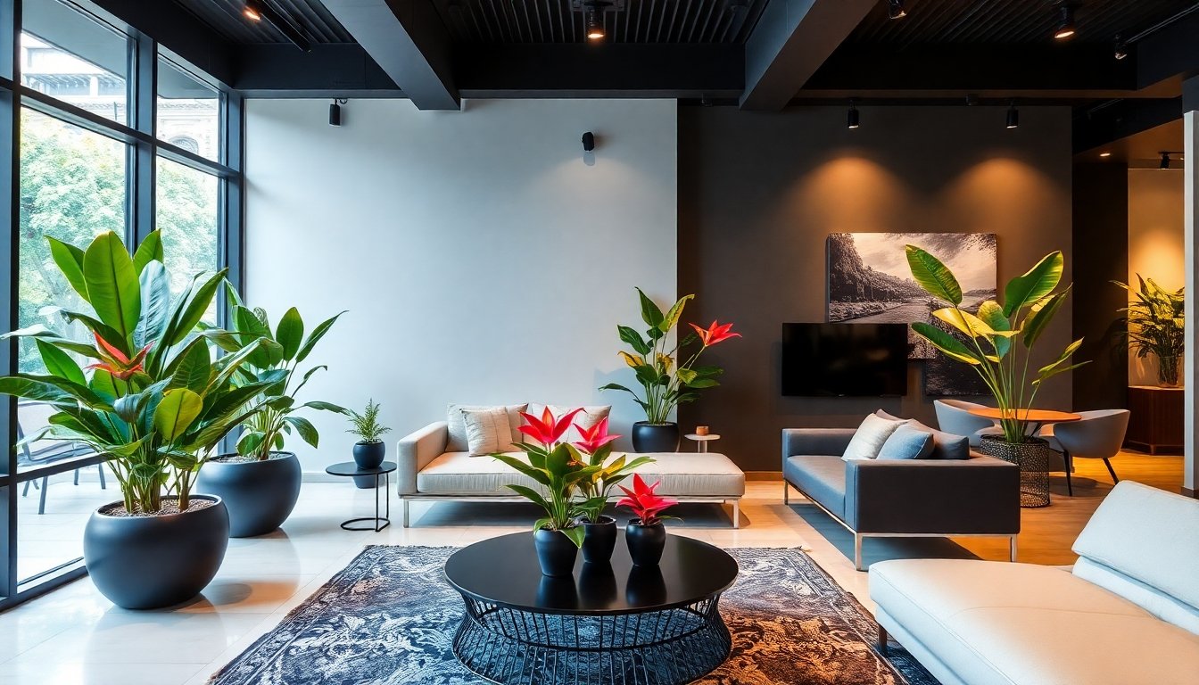 Bromelias en un diseño interior moderno