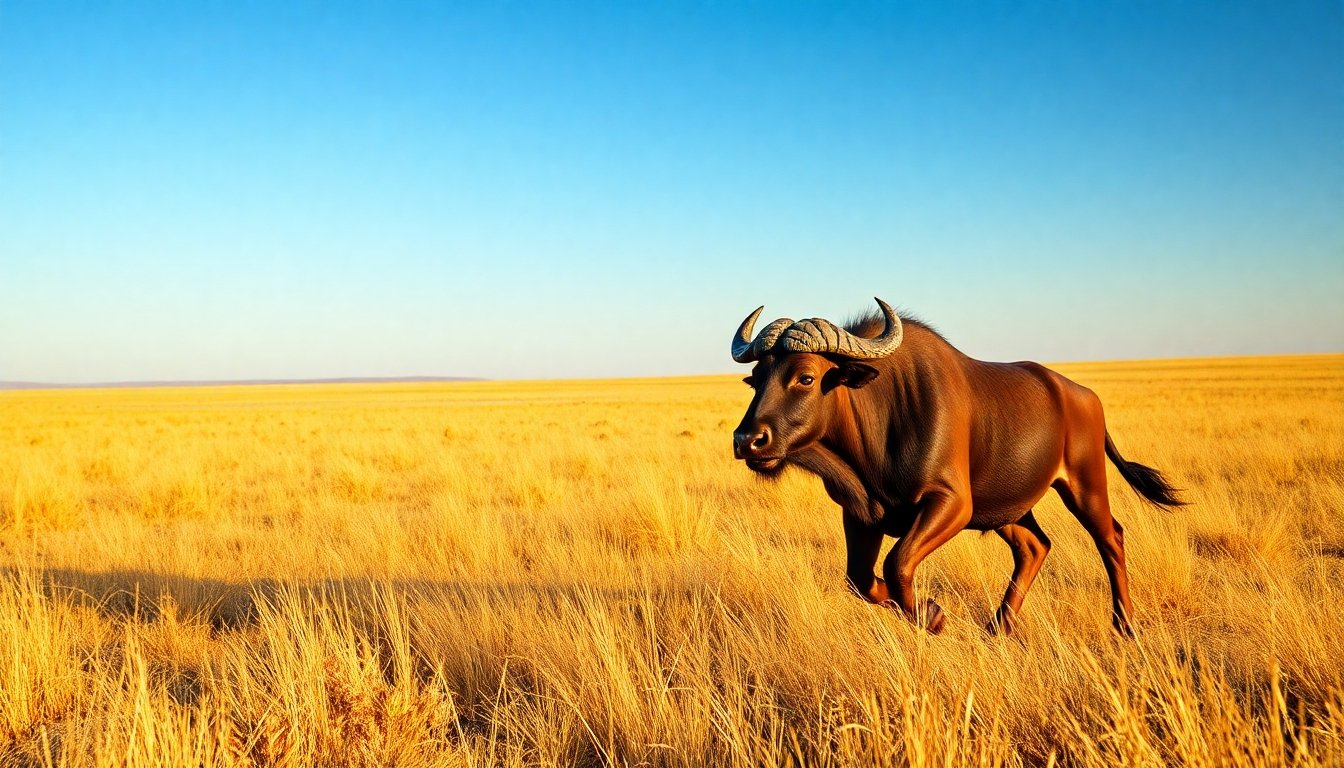 Búfalo africano en la sabana