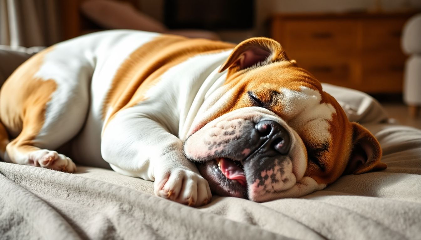 bulldog inglés descansando en casa