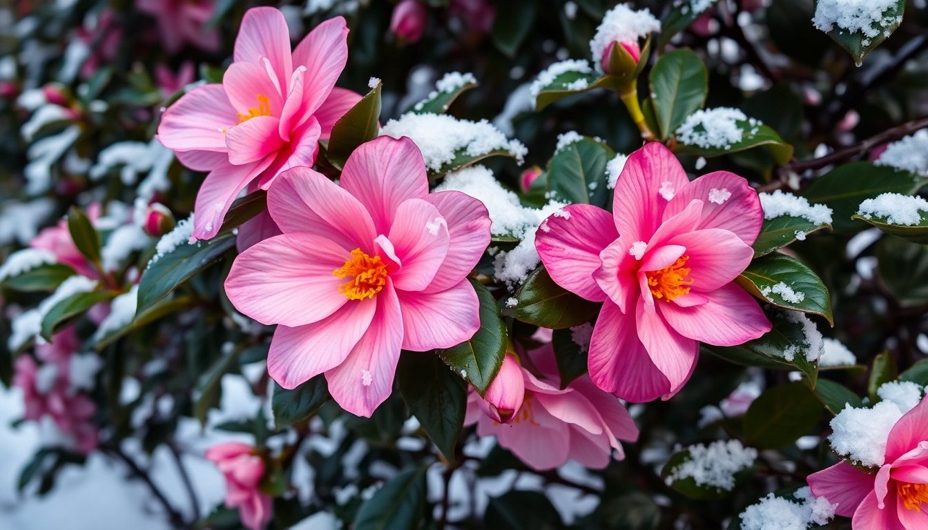 camelia flor en invierno