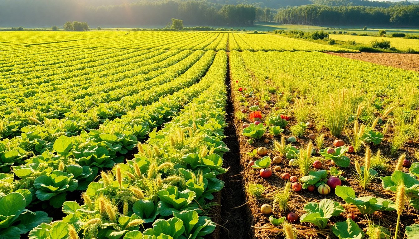 Campos agrícolas sostenibles para dieta herbívora