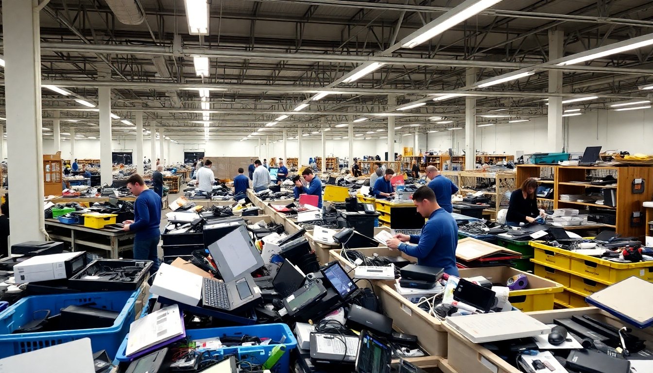 Centro de reciclaje de electrónicos en acción