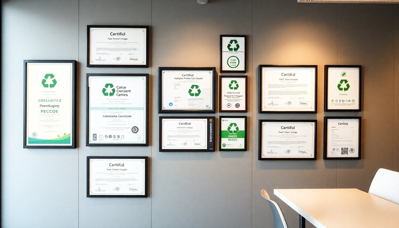 Certificados de reciclaje en una oficina
