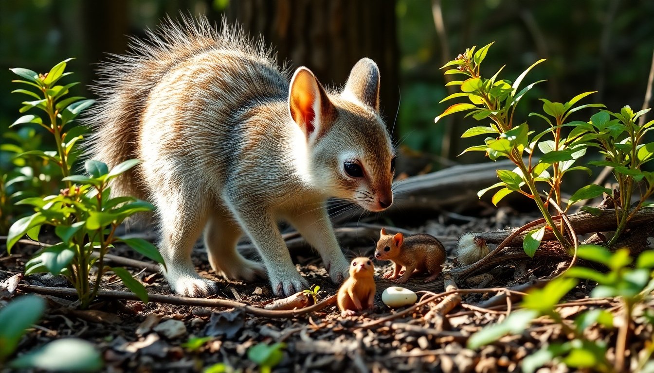 Cervatillo interactuando con su entorno