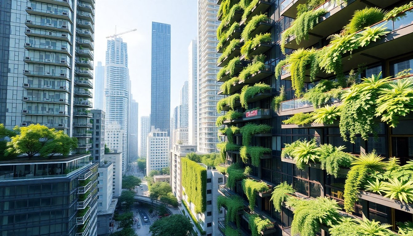 Ciudad sostenible con espacios verdes