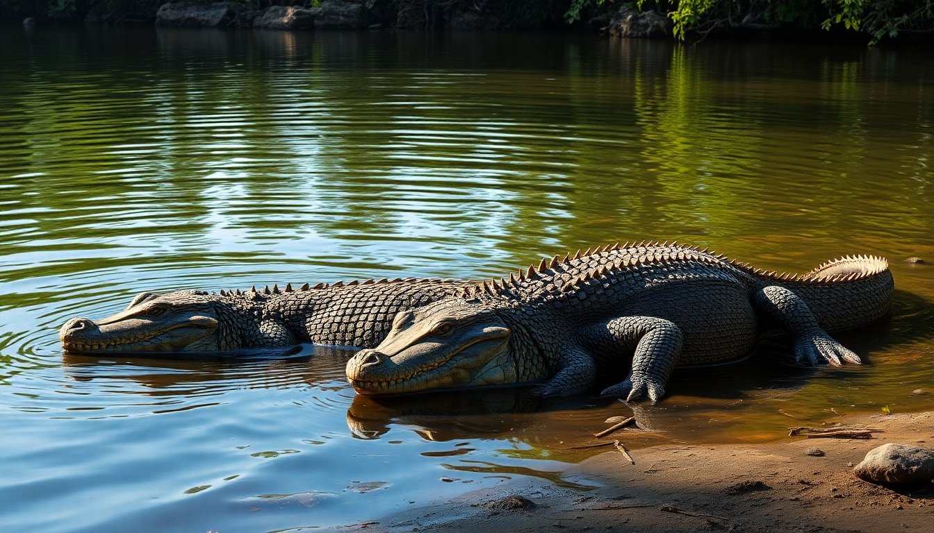 Cocodrilos en un río