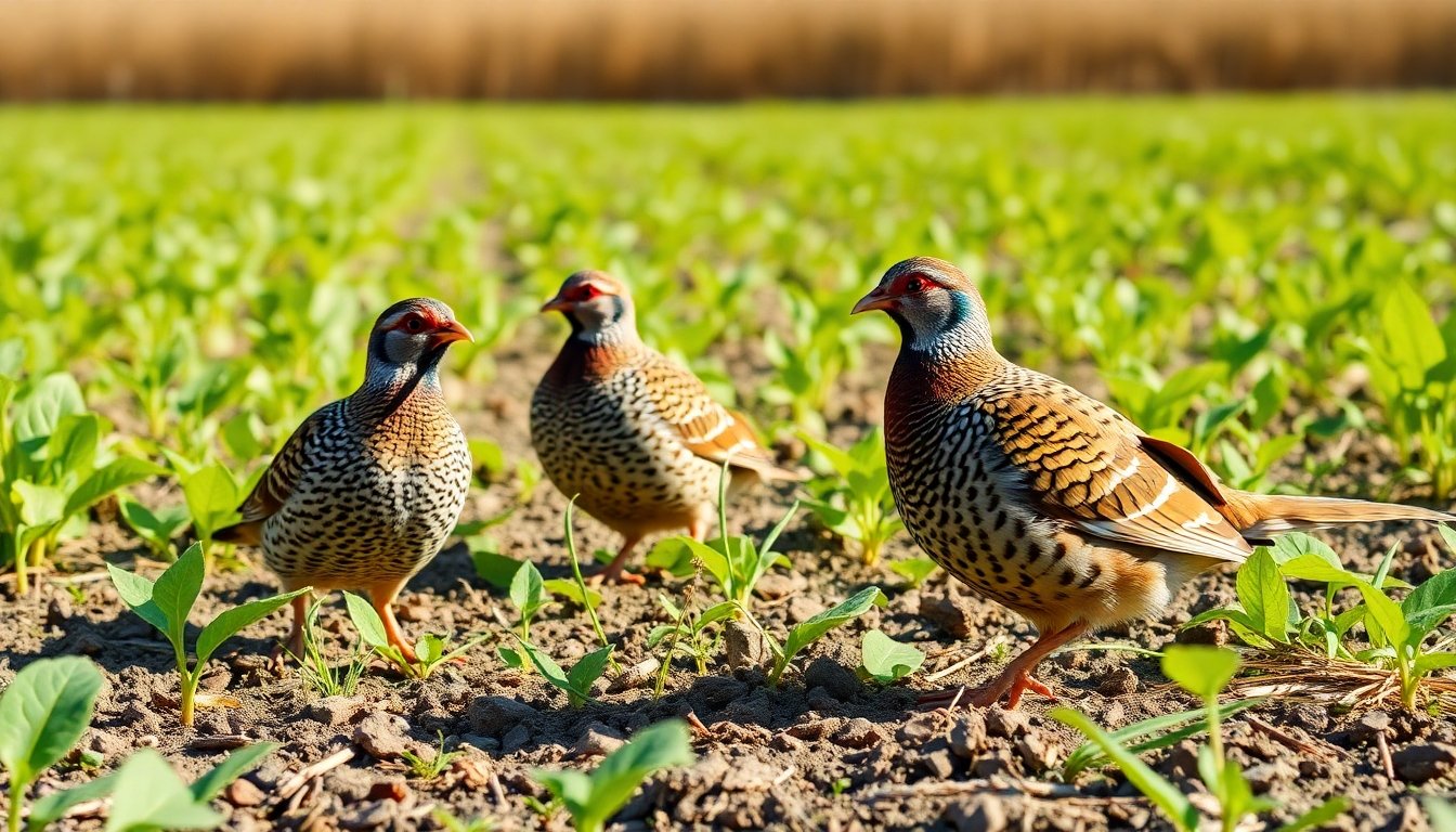 Codornices controlando plagas en un campo