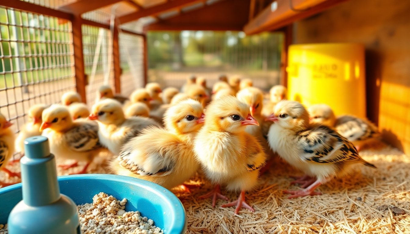 Codorniz bebé bajo cuidados