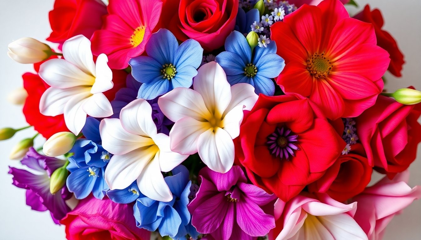 combinación de flores de diferentes colores