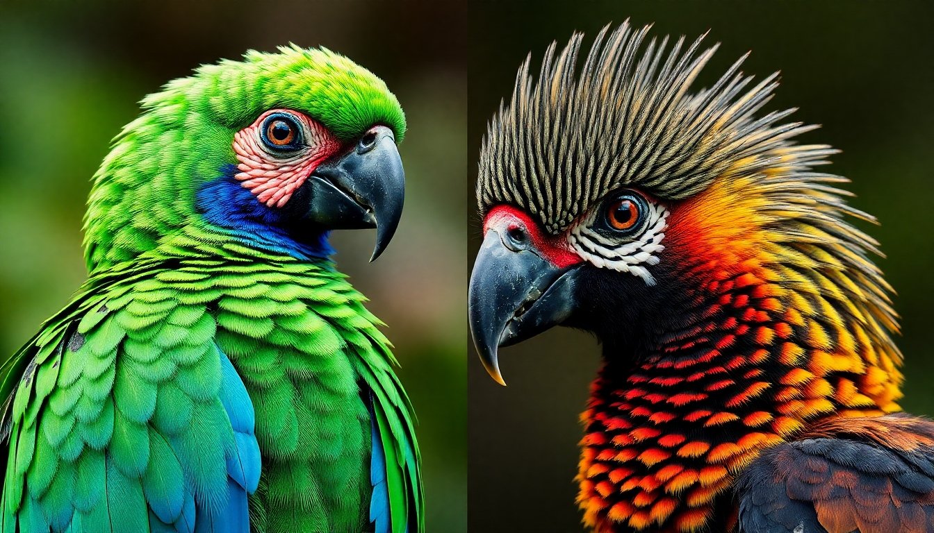 Comparación física entre loros amazónicos y africanos