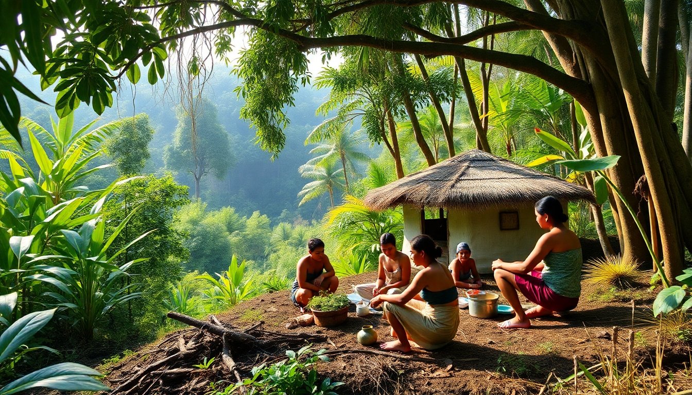Comunidad local implementando prácticas sostenibles en la selva tropical