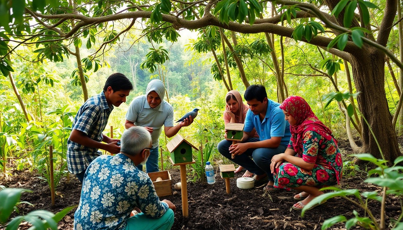 Comunidad local participando en la conservación de aves