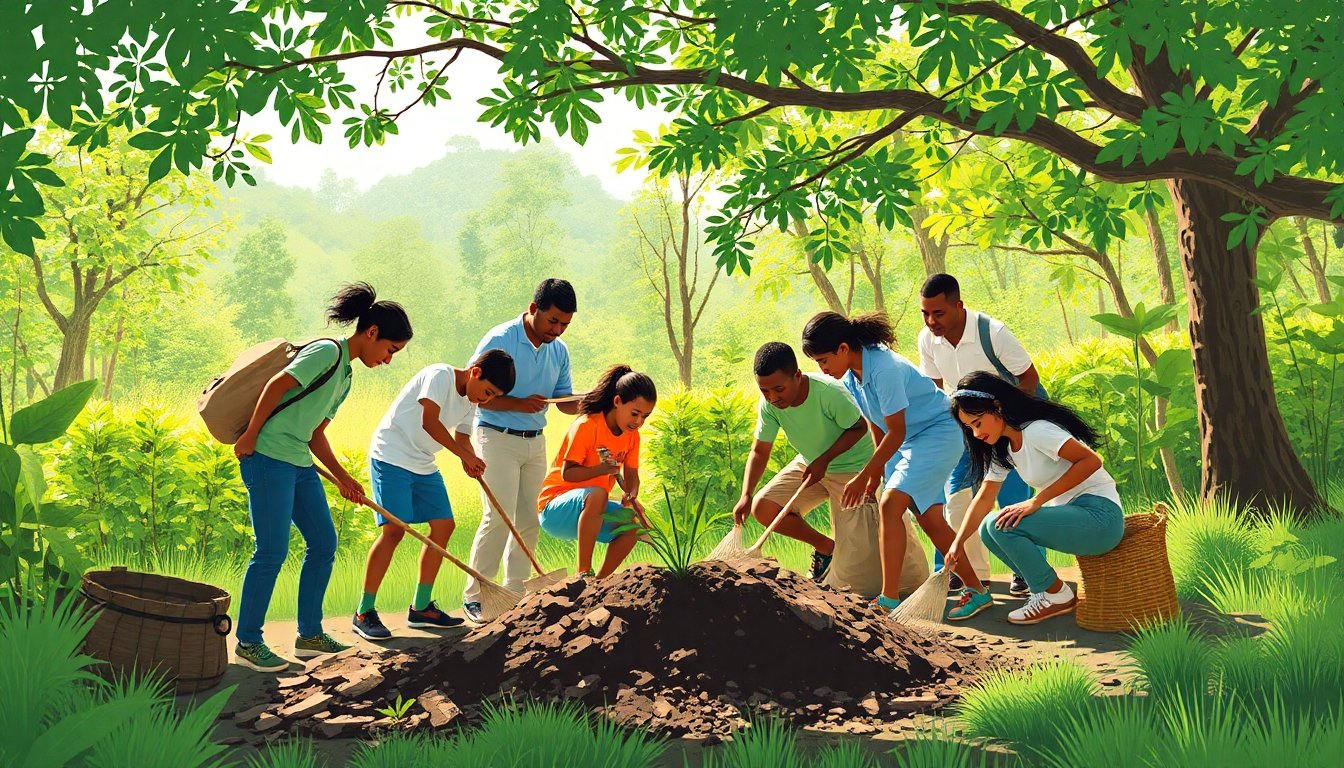 Comunidad participando en actividades de conservación