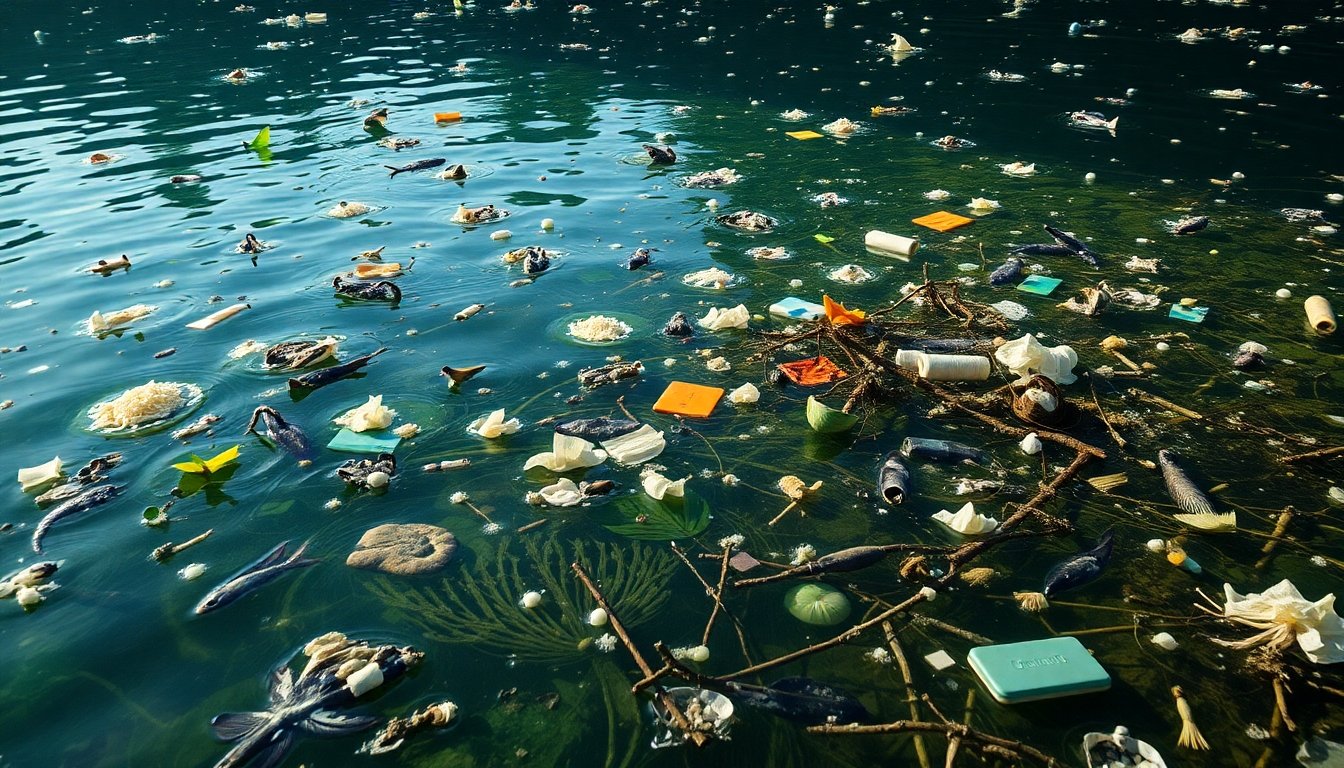 Contaminación en un ecosistema acuático