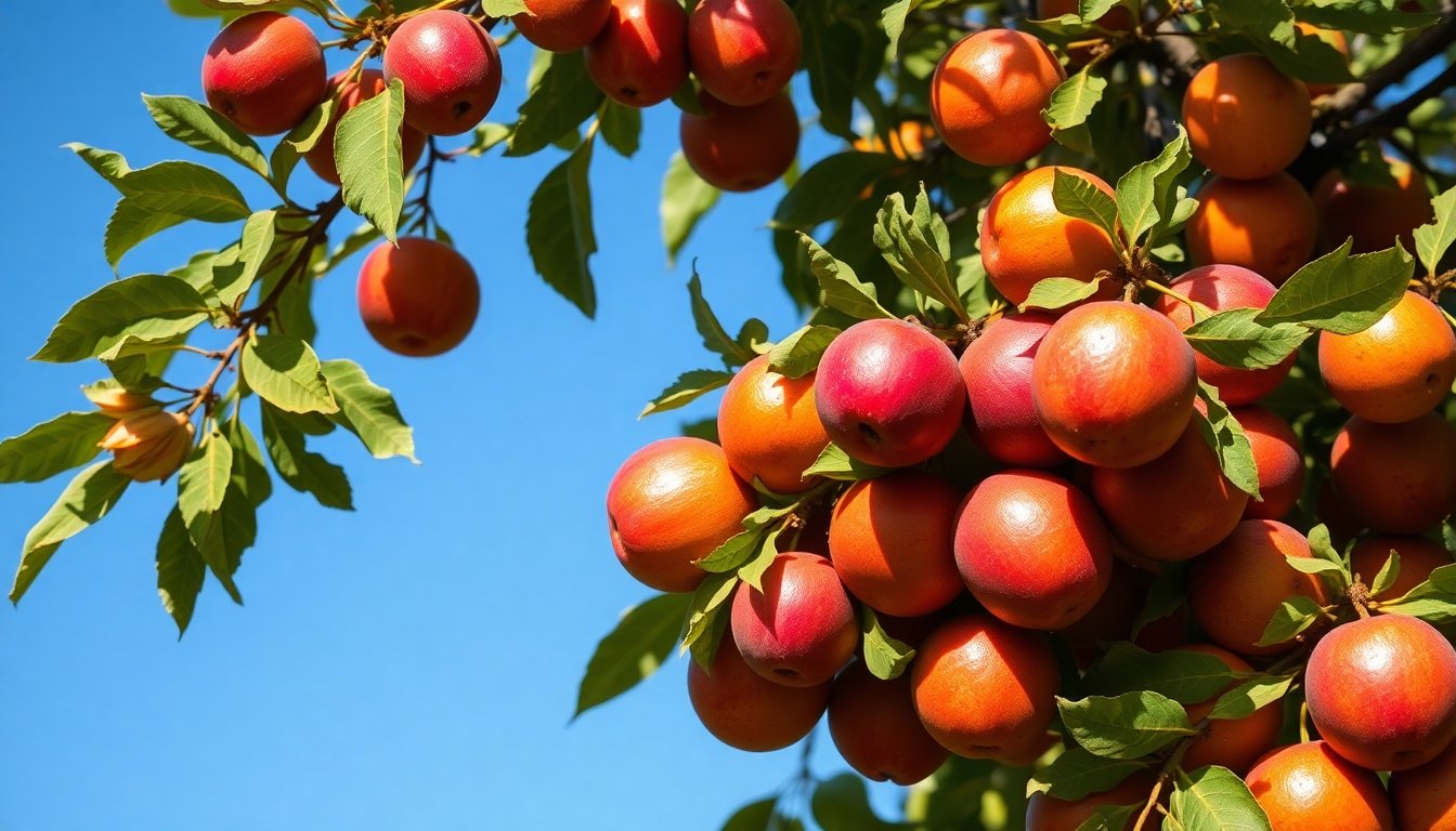 Cosecha de frutas en un árbol frutal