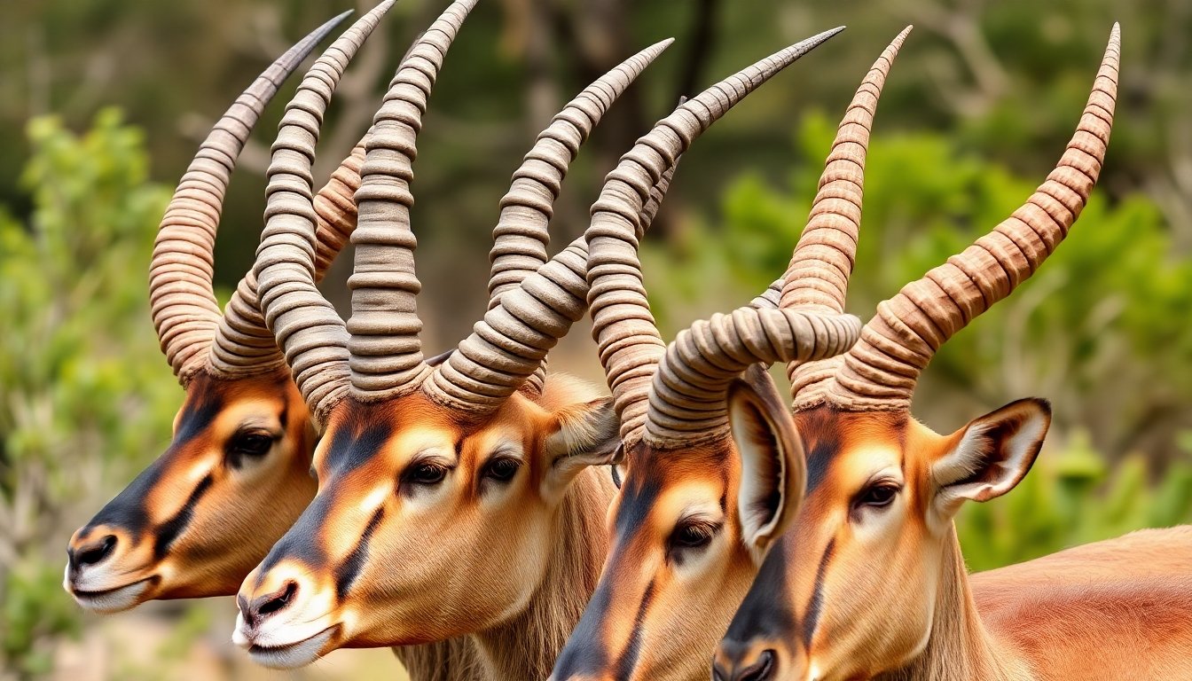 Cuernos de diferentes especies de antílopes