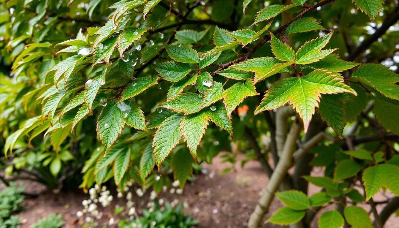 Detalle de las hojas del san agustín césped