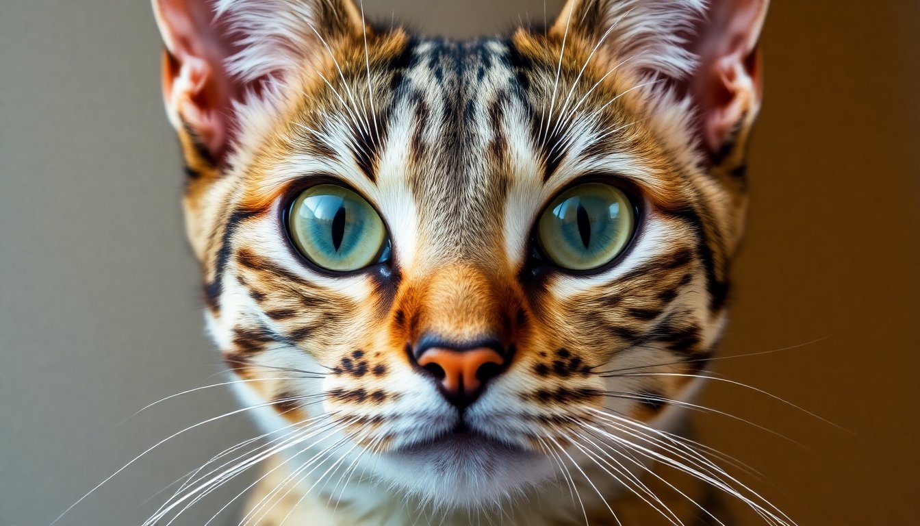 Detalle de las orejas grandes del gato savannah