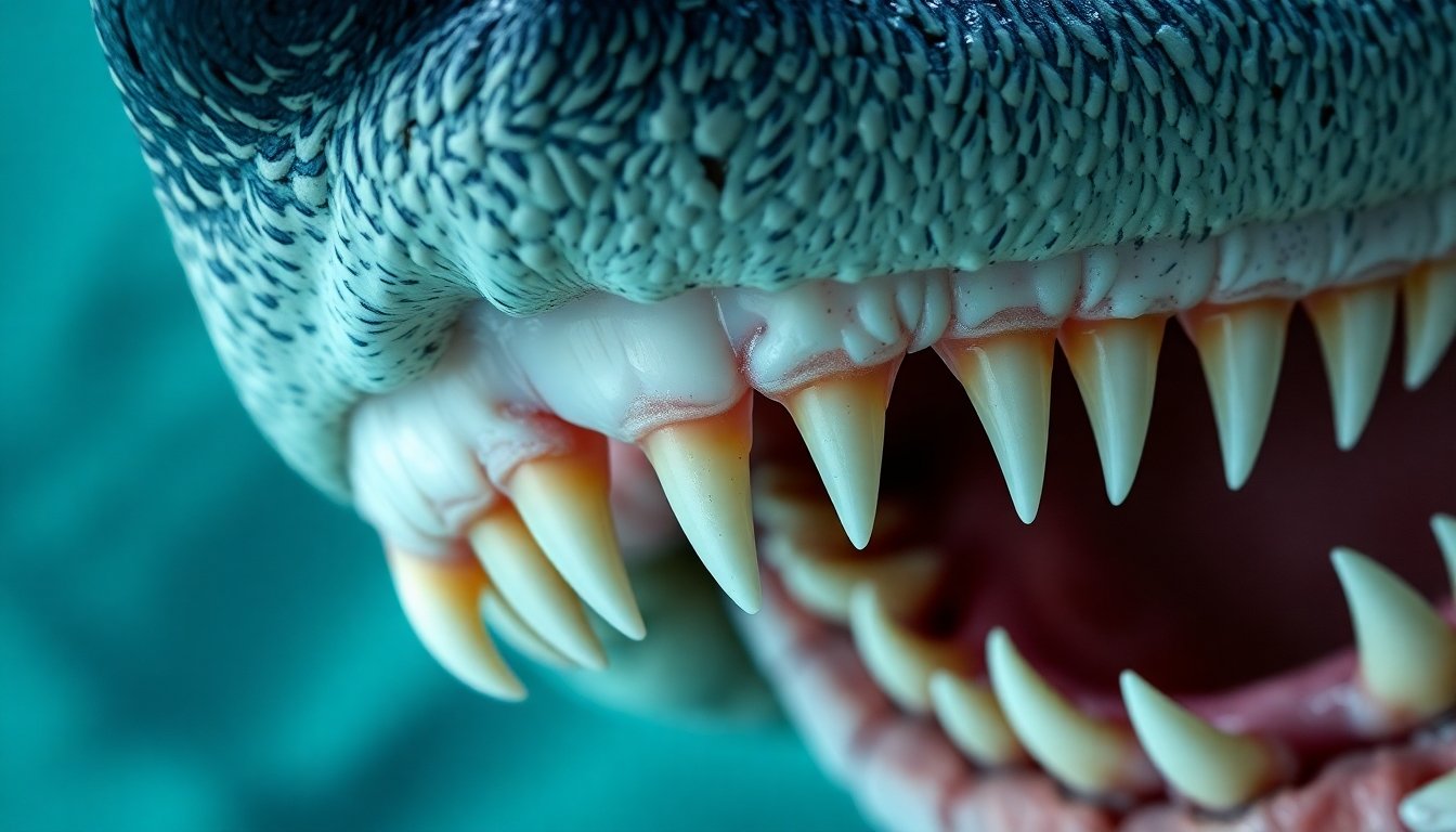Detalle de los dientes de un tiburón