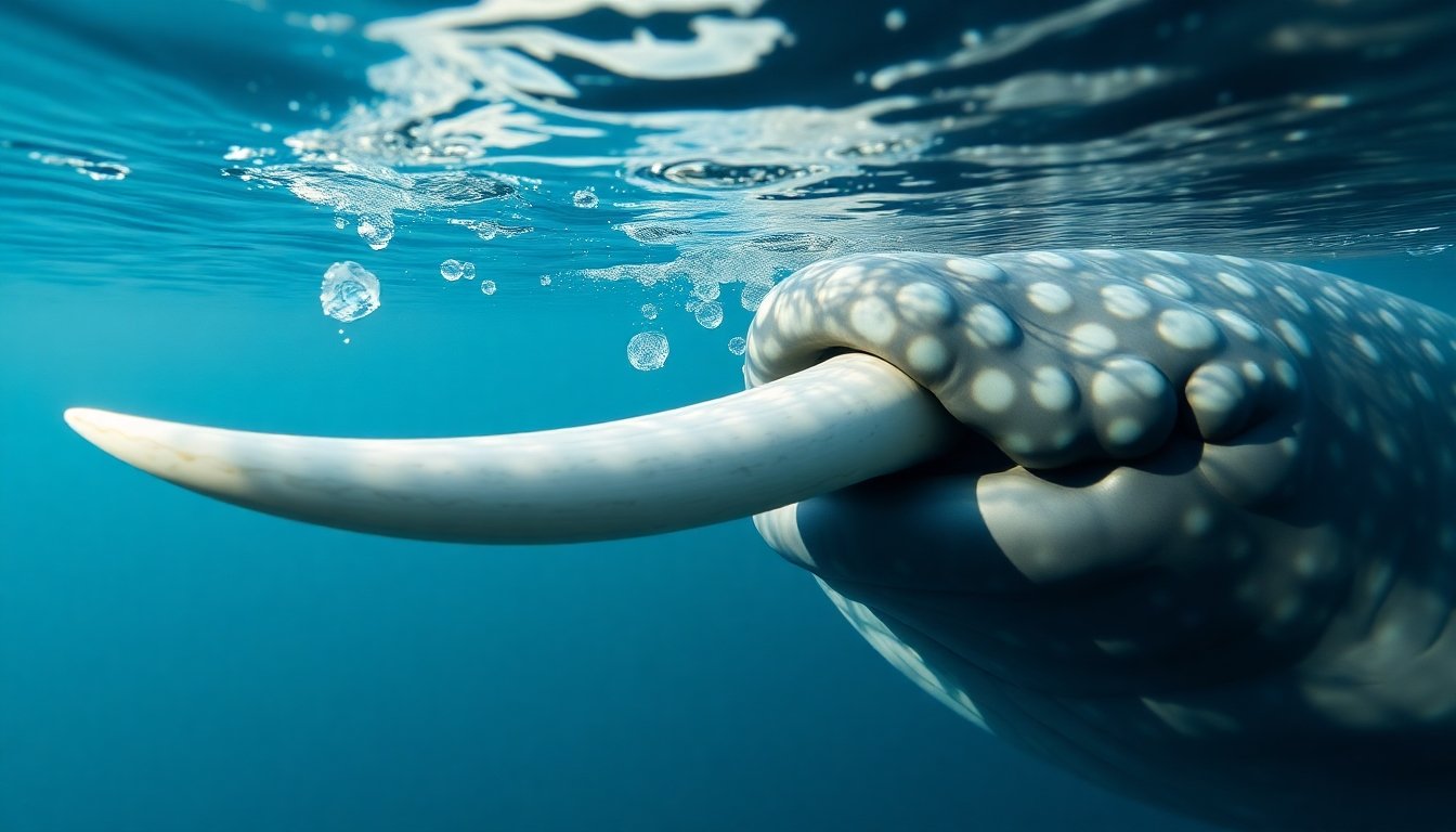 Detalle del colmillo del narval