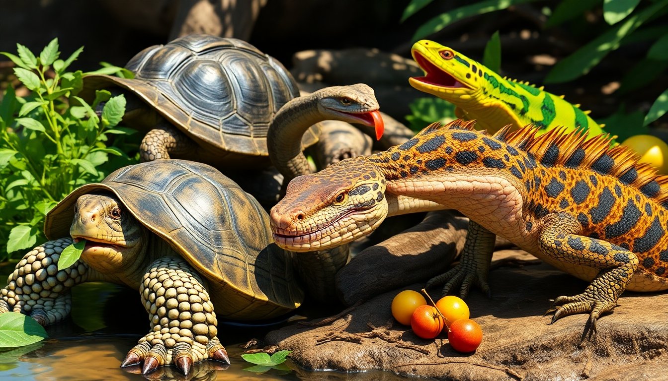 Diferentes dietas de tortugas y reptiles
