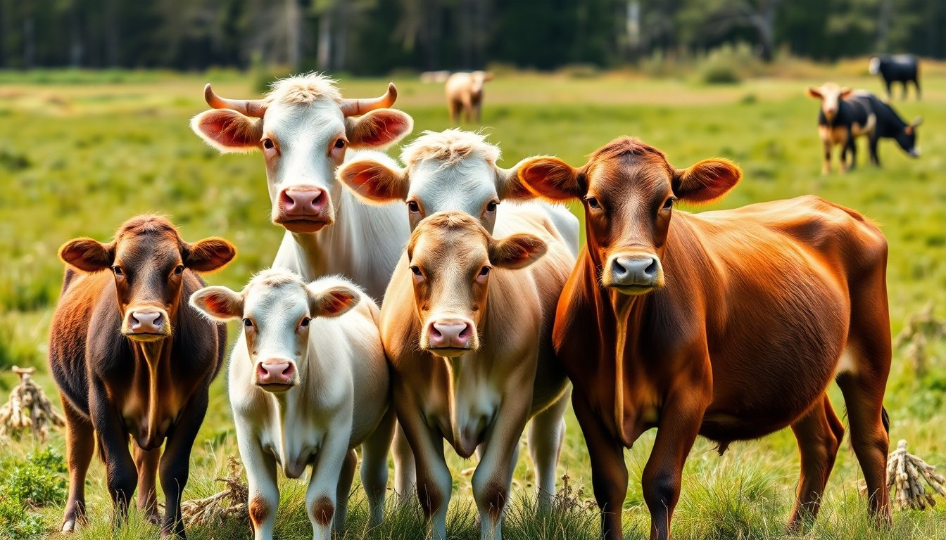 Diferentes razas de bovinos