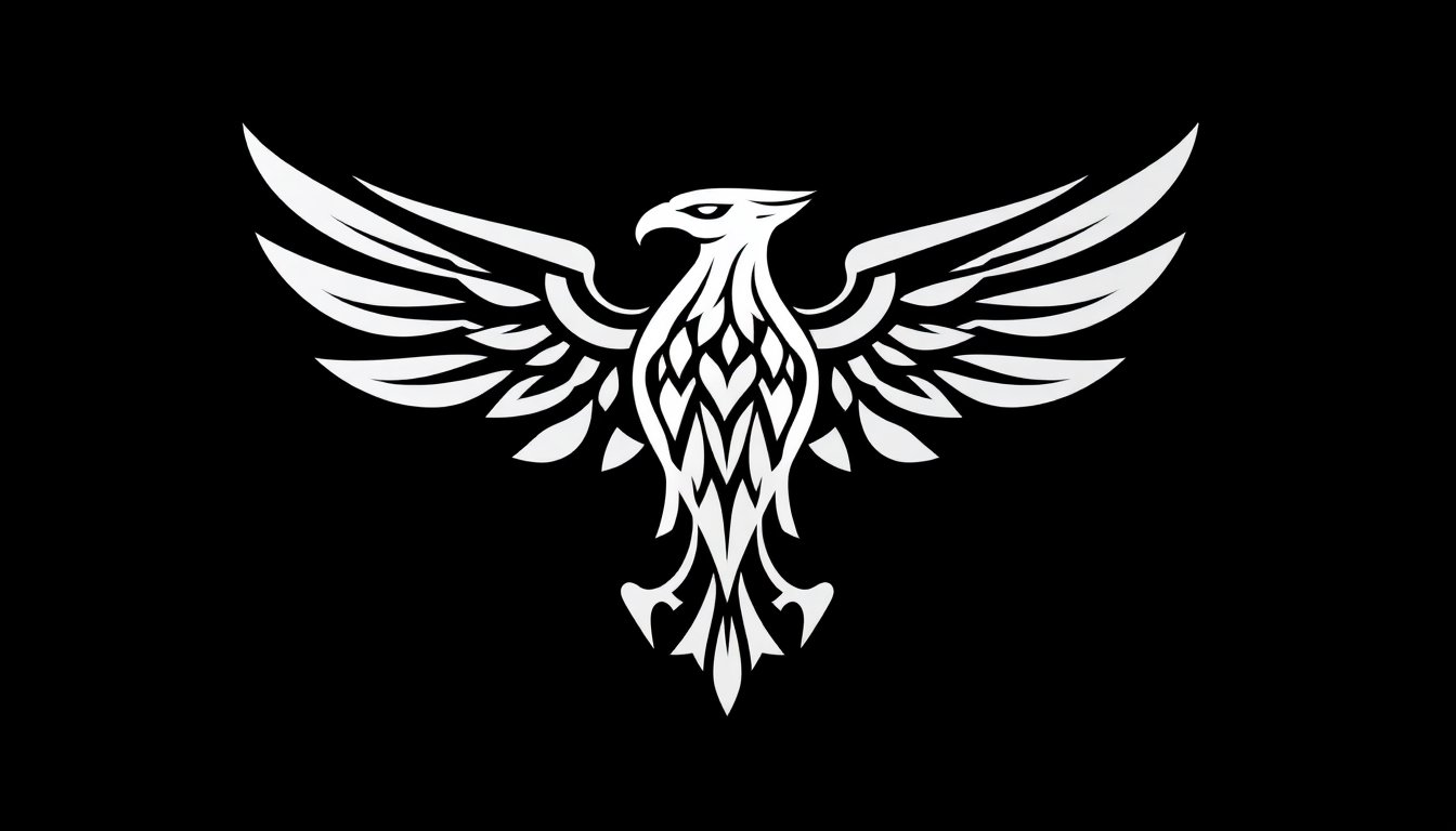 Diseño moderno de aves mitológicas en una marca emblemática