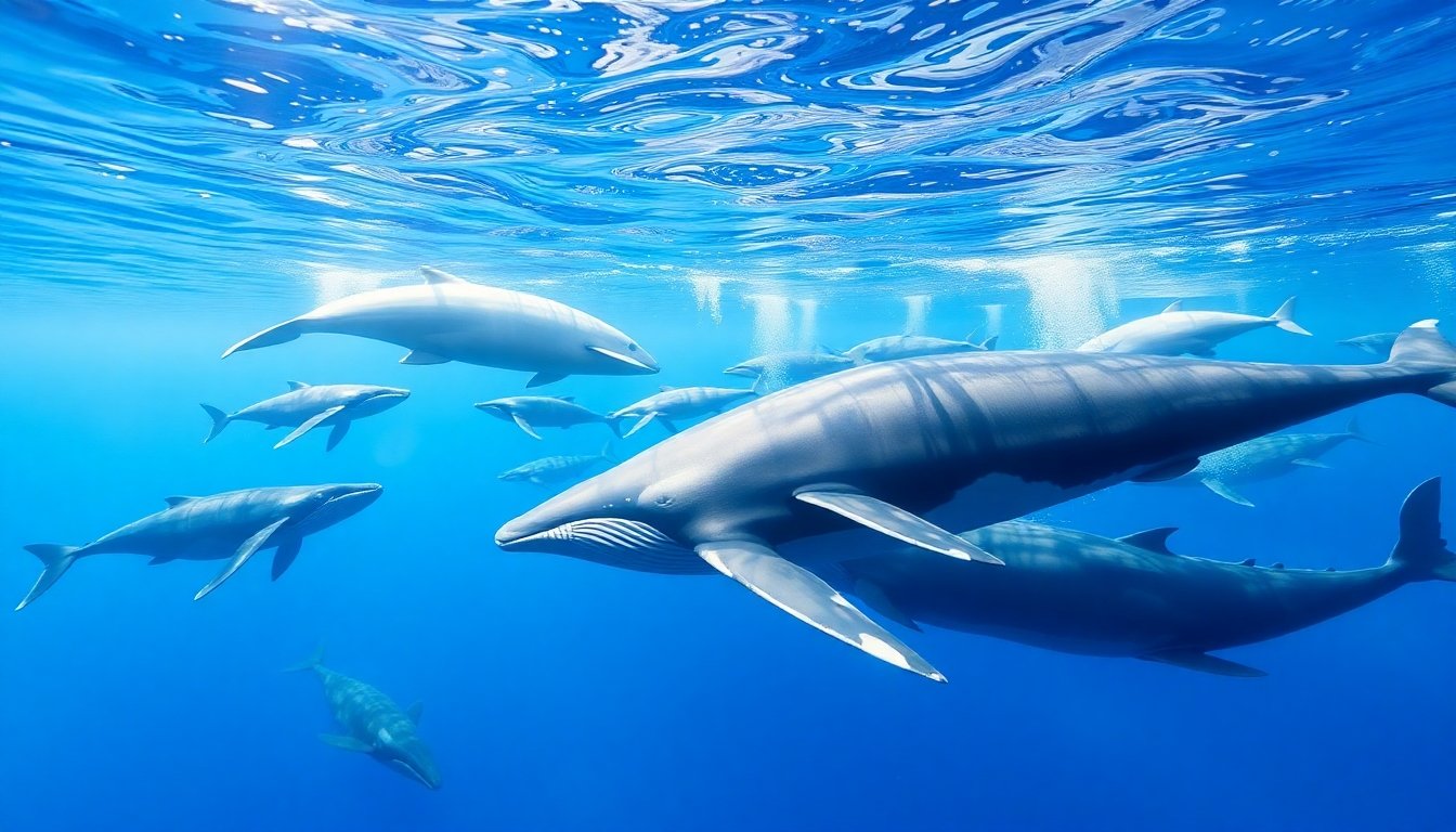 Diversas ballenas nadando en el océano