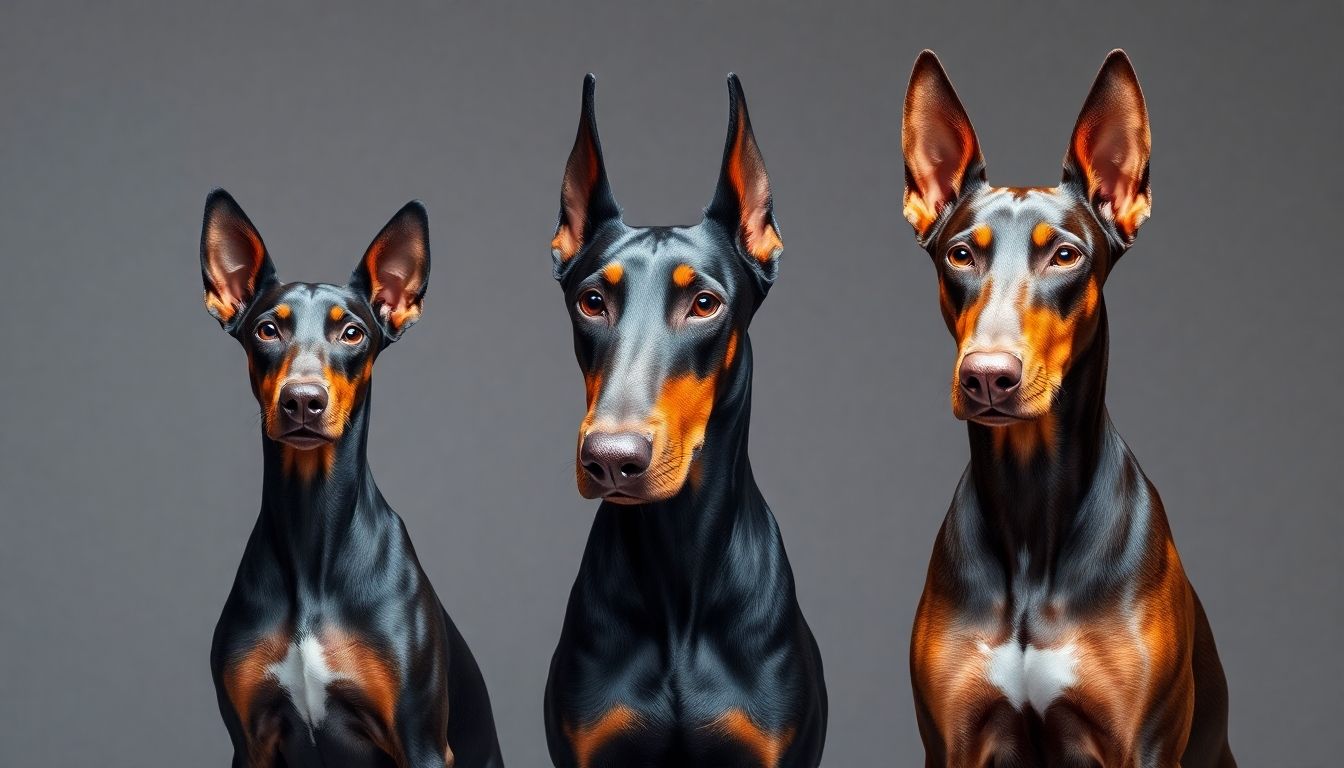 Diversas variantes de Doberman