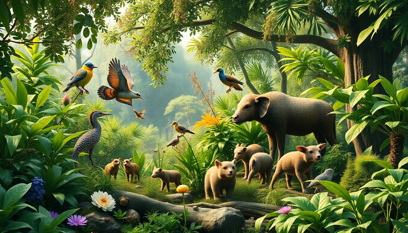 Diversidad de flora y fauna en un ecosistema saludable